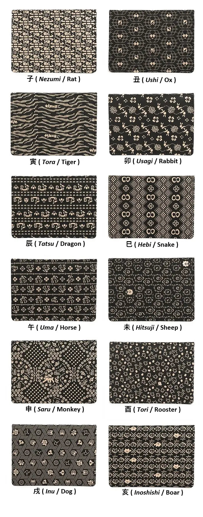 2504 Card Case - Japanese Zodiac Inden