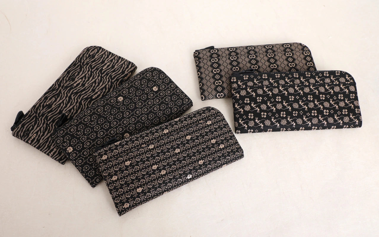 9854 Long Wallet with L-Shaped Zipper - Japanese Zodiac Inden