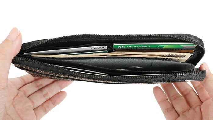 9854 Long Wallet with L-Shaped Zipper - Japanese Zodiac Inden