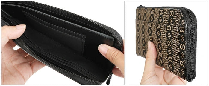 9854 Long Wallet with L-Shaped Zipper - Japanese Zodiac Inden
