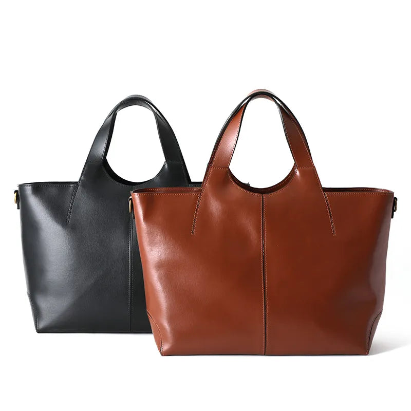 Two Piece Leather Tote Bag L