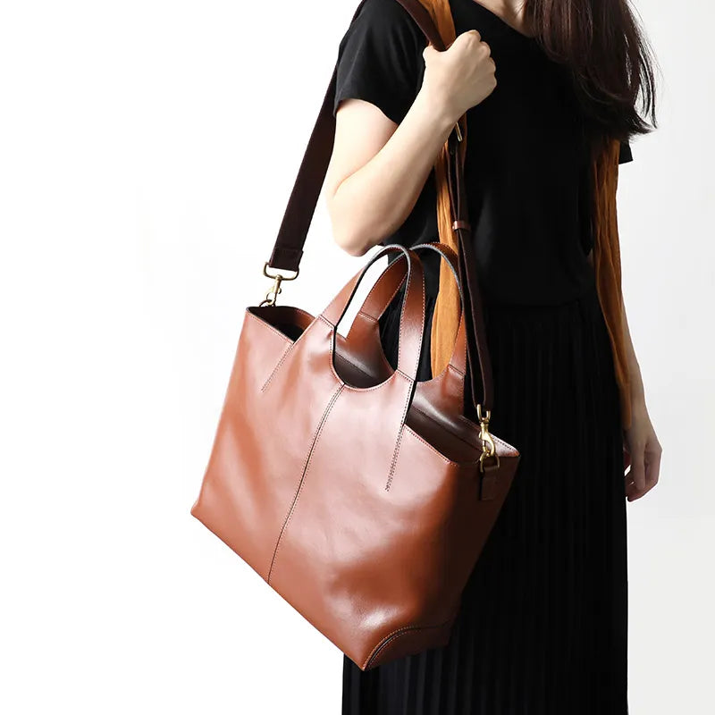 Two Piece Leather Tote Bag L