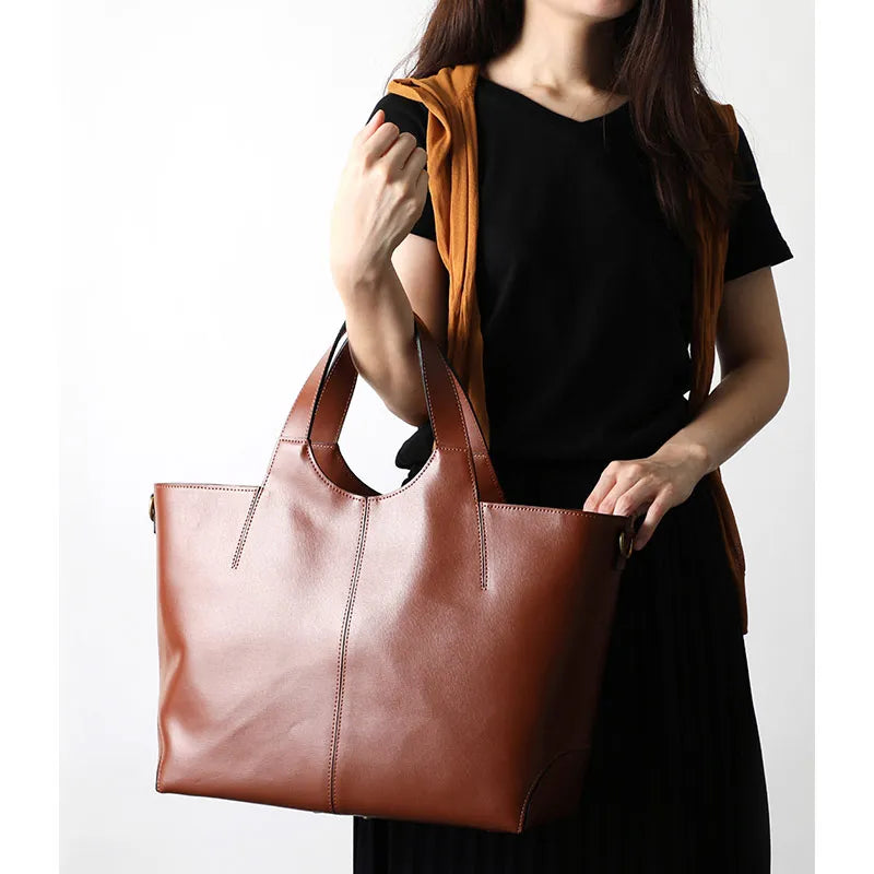 Two Piece Leather Tote Bag L