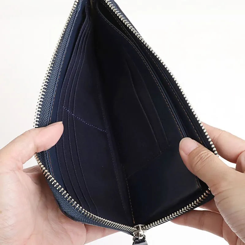 Randoseru leather goods series Half-round zipper wallet