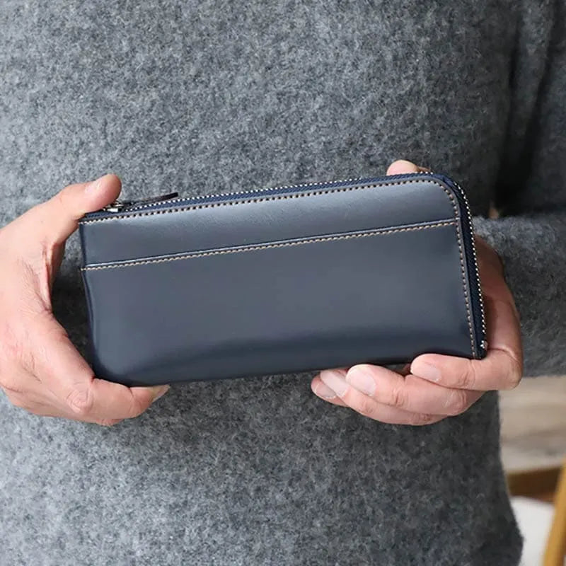 Randoseru leather goods series Half-round zipper wallet